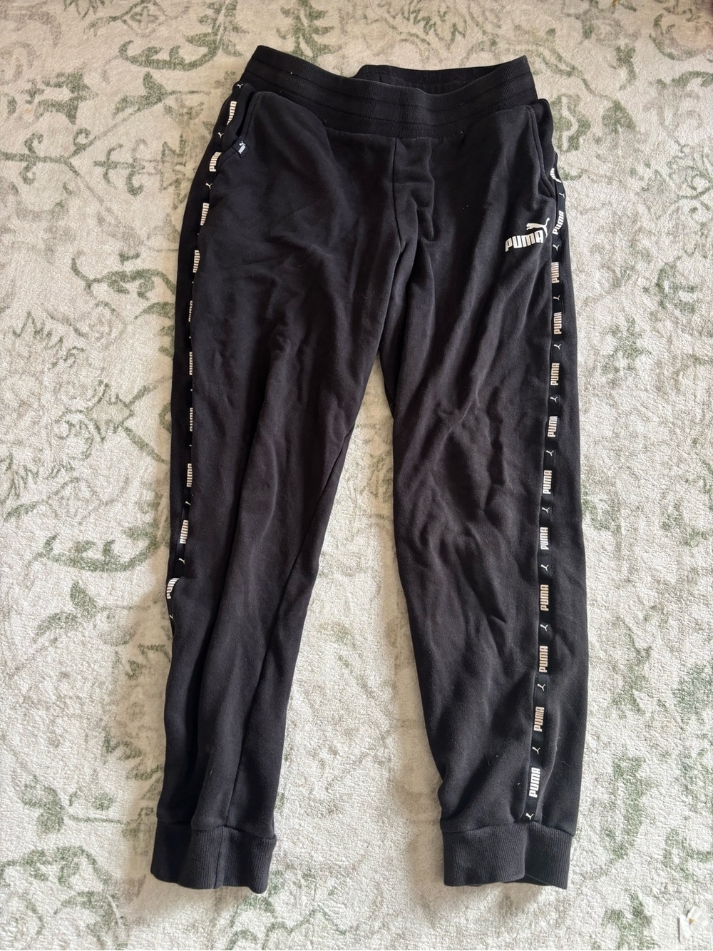 Puma Black Joggers with Logo Tape
